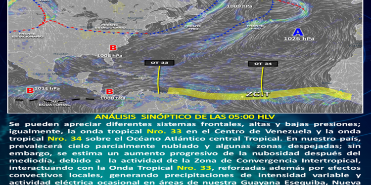 Inameh: Se prevé áreas nubladas con precipitaciones de intensidad variable