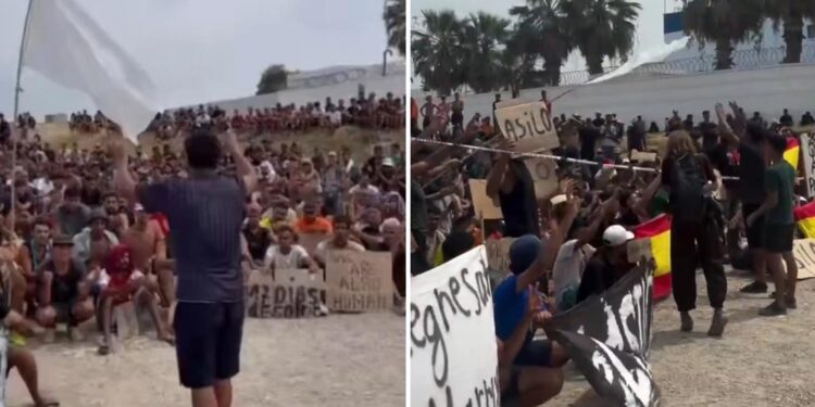 Cientos de migrantes en Ceuta se manifiestan pidiendo asilo en medio de la crisis