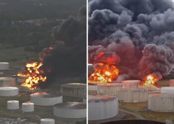 VIDEOS: Un rayo hace explotar dos tanques de gas y desata un feroz incendio en EE.UU.