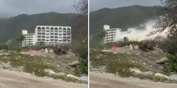VIDEO: Demolición controlada de uno de los edificios colapsados por los sismos en Venezuela