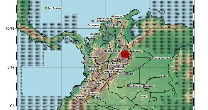 Fuerte sismo de magnitud 5,4 sacude a Colombia
