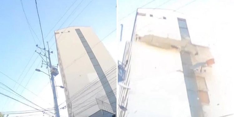IMÁGENES INÉDITAS: Un edificio colapsa parcialmente en medio del terremoto en Colombia
