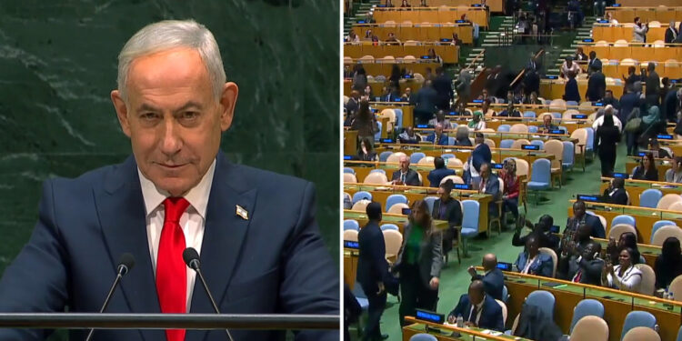 VIDEOS: Delegaciones abandonan la Asamblea de la ONU cuando habla Netanyahu y él reacciona así