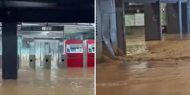 VIDEOS: Agua con barro colapsa el metro de Barcelona en medio de lluvias torrenciales