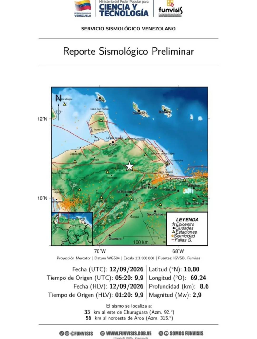 Sismos en Venezuela durante la madrugada de este 12 de septiembre: reporte de Funvisis