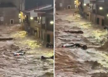 Calles se convierten en ríos: Lluvias torrenciales causan fuerte inundación en España (VIDEO)