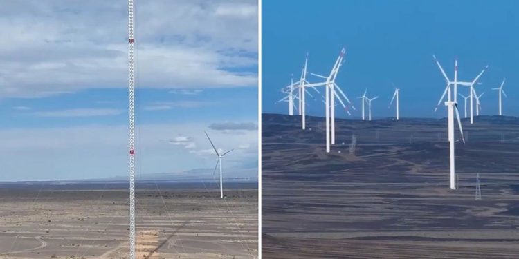 Así es la nueva e impresionante torre de medición eólica china, la más alta del mundo (VIDEO)