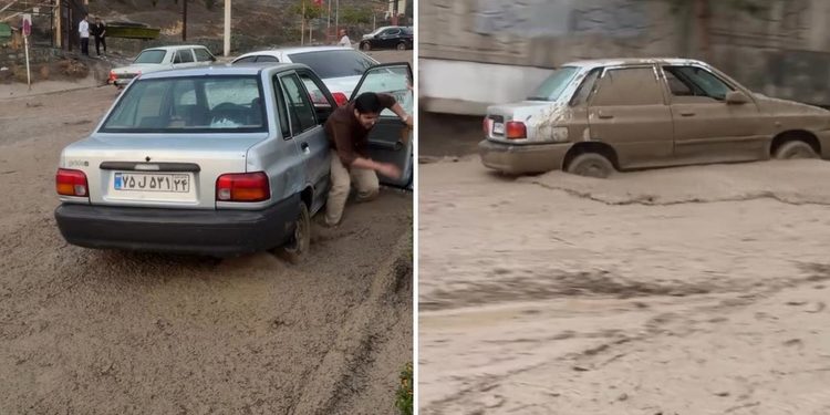 VIDEO: Riadas de lodo arrastran autos tras lluvias torrenciales en Irán