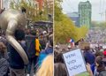 VIDEOS: Marea humana recorre París en protesta entre cantos, pancartas y orquestas callejeras