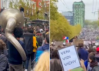 VIDEOS: Marea humana recorre París en protesta entre cantos, pancartas y orquestas callejeras