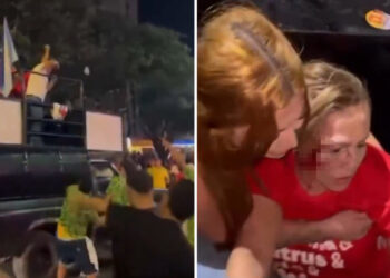VIDEO FUERTE: Concejala pro-Lula resulta herida tras recibir una lluvia de ladrillos y botellas