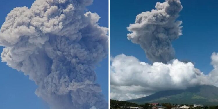 VIDEOS: Un volcán entra en erupción en Filipinas y lanza una gigantesca columna de cenizas