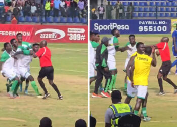 Increíble escena: Árbitro en Kenia huye de un partido tras pitar un polémico penalti (Video)