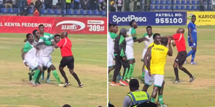 Increíble escena: Árbitro en Kenia huye de un partido tras pitar un polémico penalti (Video)